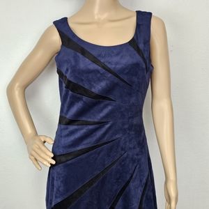VTG Guess Dress NEW Black Blue Faux Suede Microfiber Sheath Sz 10 Dark Romantic